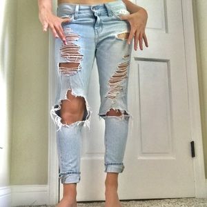 Abercrombie, low-rise ripped light-wash jeans
